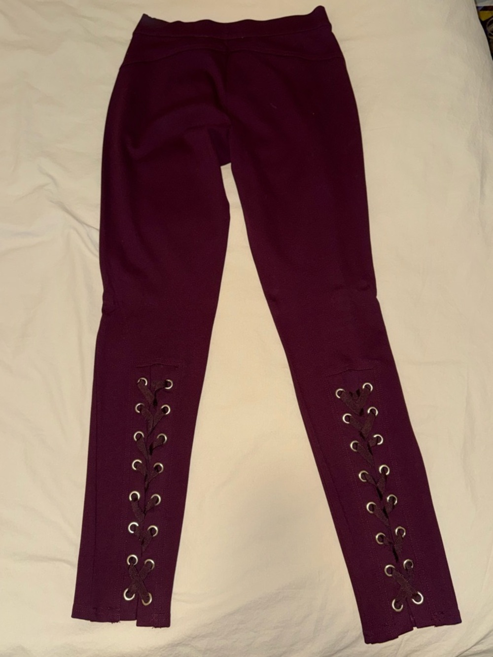 Love Tree Burgundy Lace-Up Leggings